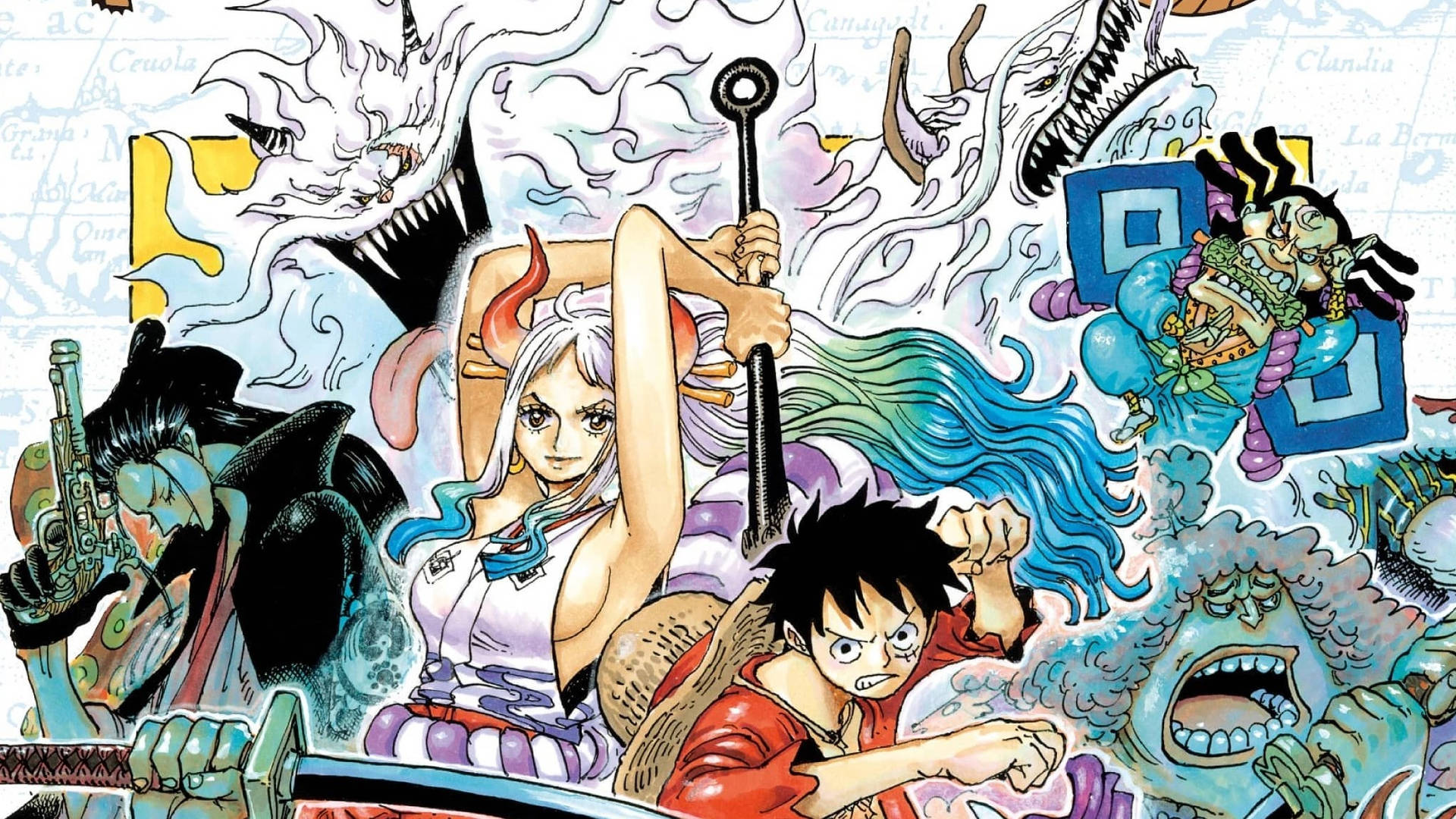 Personajesde One Piece En Wano Fondo de pantalla