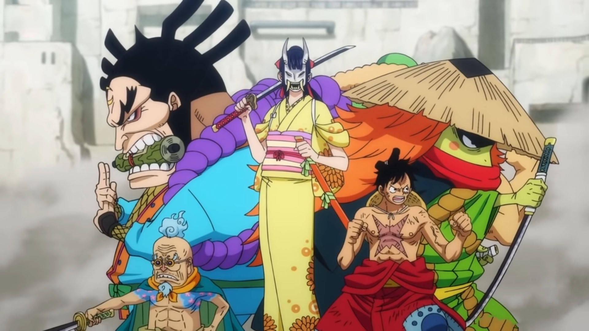 One Piece Wano Nine Red Scabbards Wallpaper