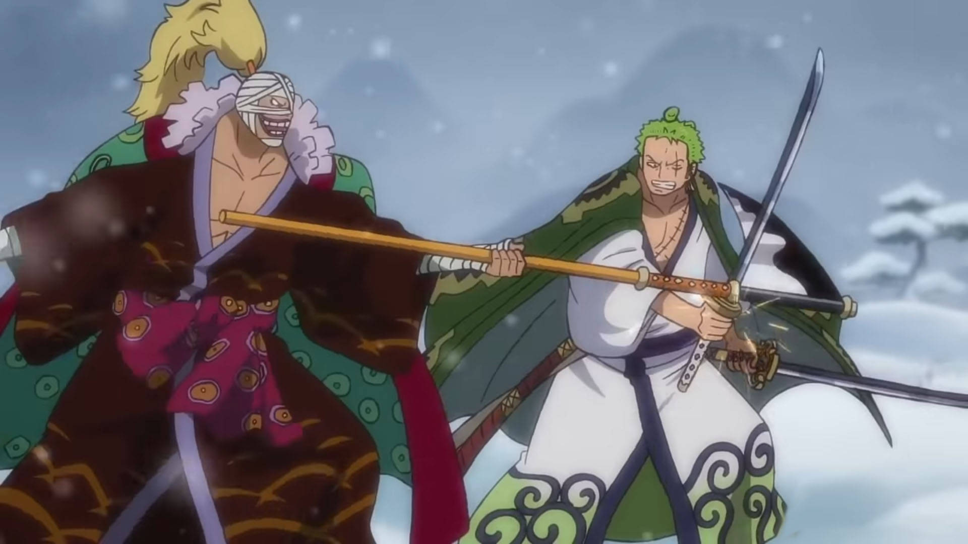 Epic Showdown - Zoro vs Killer in One Piece: Wano Arc Wallpaper