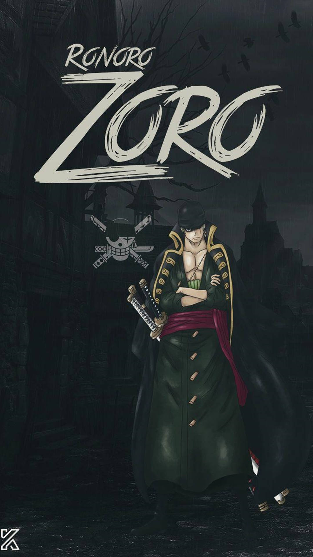 One Piece Zoro 4k Dark Logo