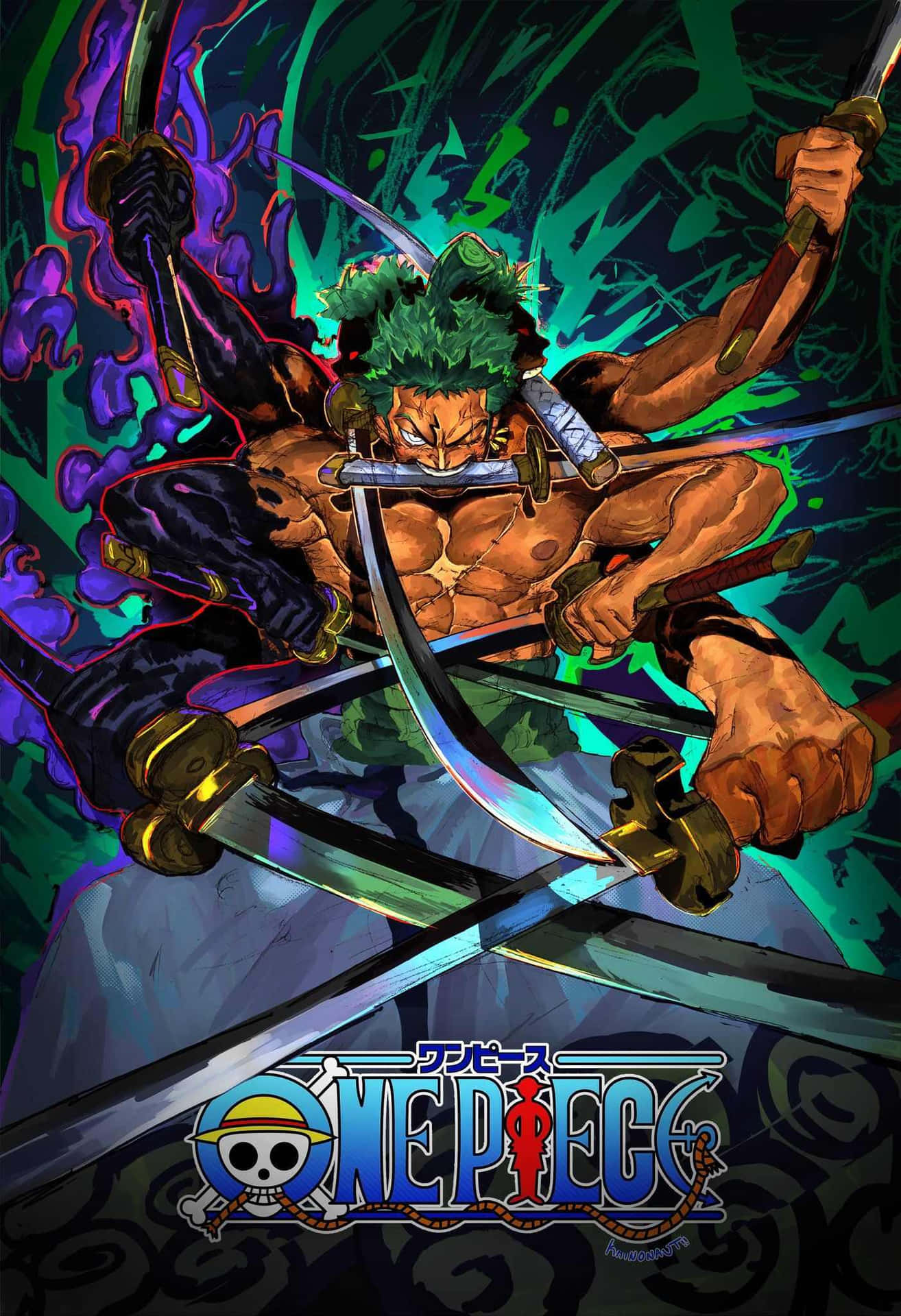 One Piece Zoro Multi Arm Sword Technique Wallpaper