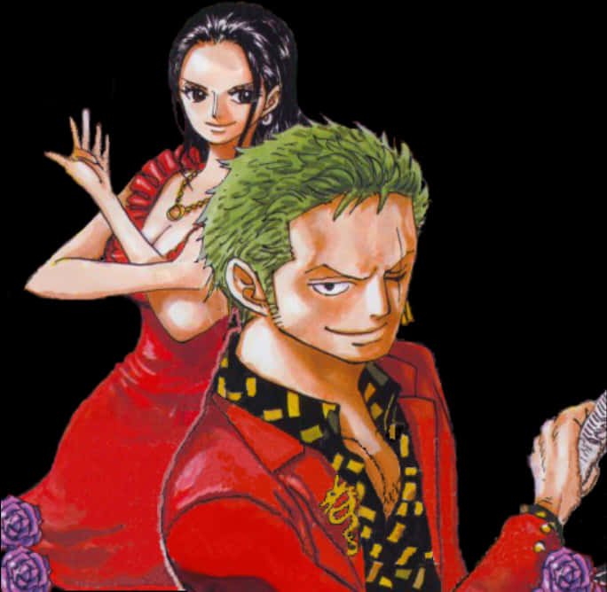 One Piece Characters Zoroand Robin PNG
