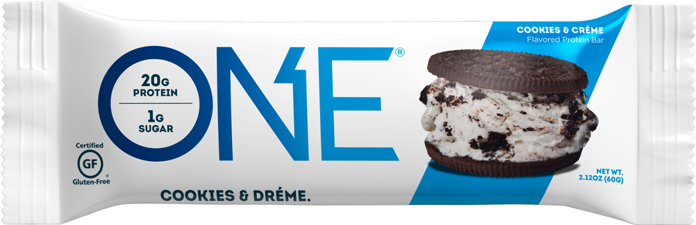 One Protein Bar Cookiesand Creme Flavor PNG
