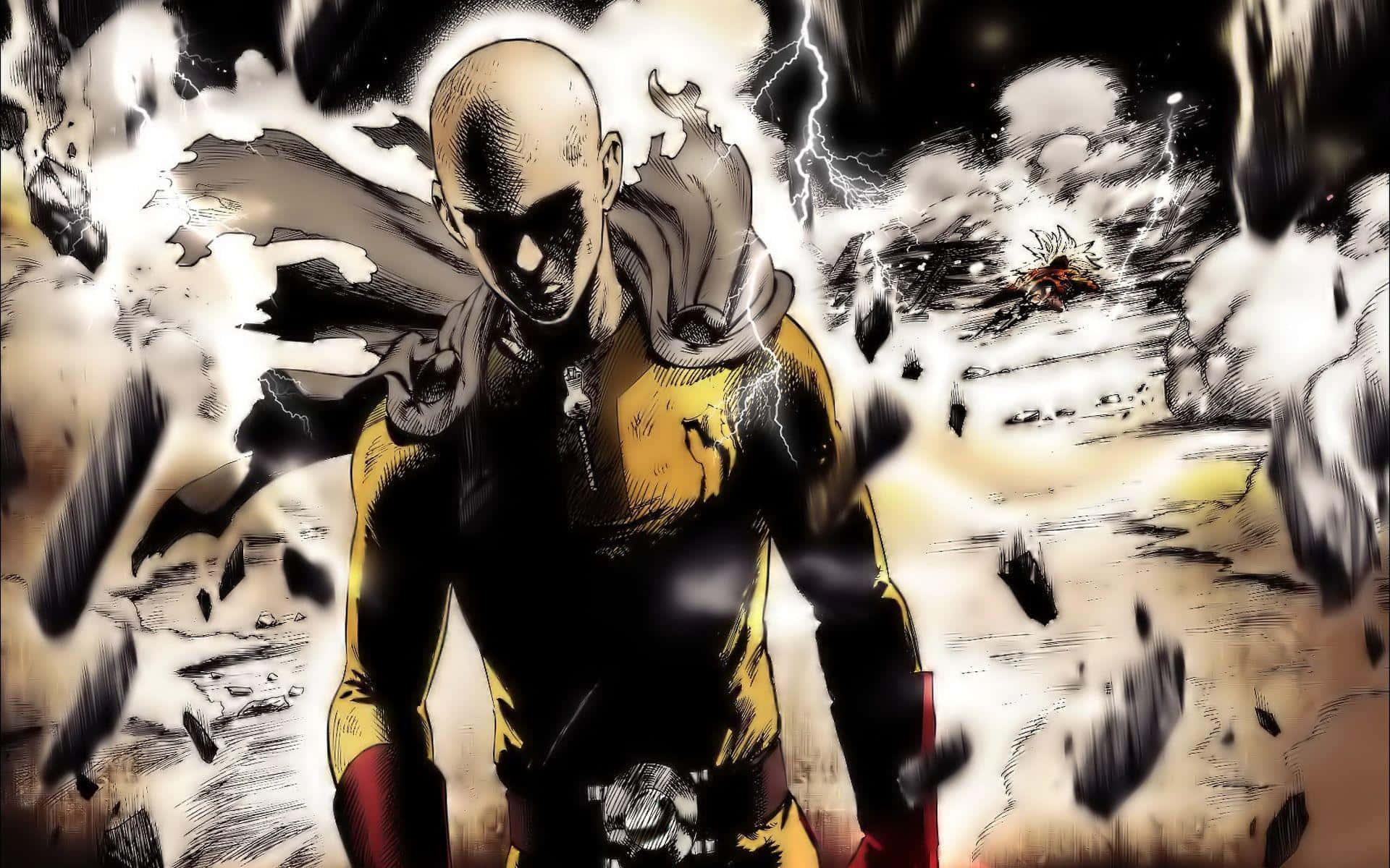 "Saitama, the hero of justice and hero for all, delivers one punch!"