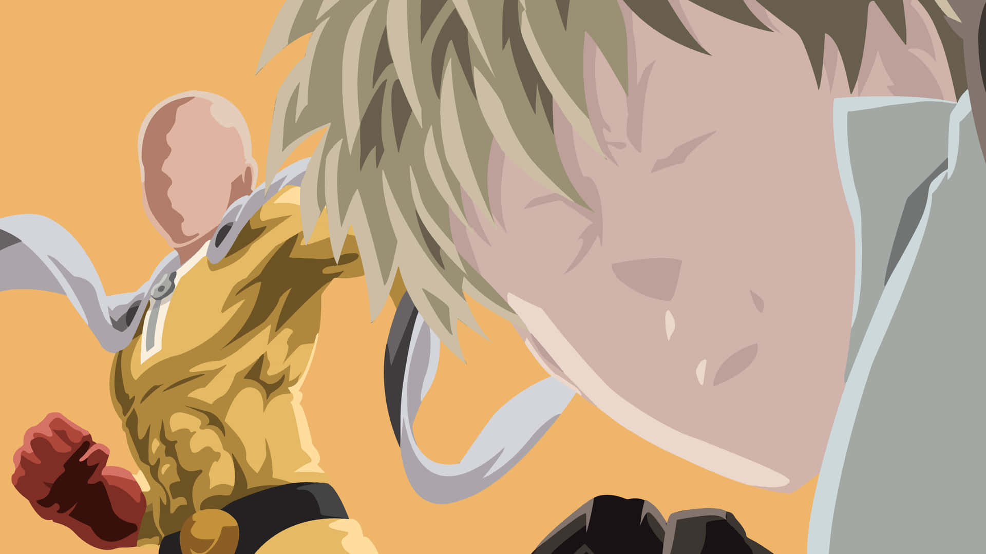 One Punch Man Minimalist Artwork with Saitama's Powerful Fist Wallpaper