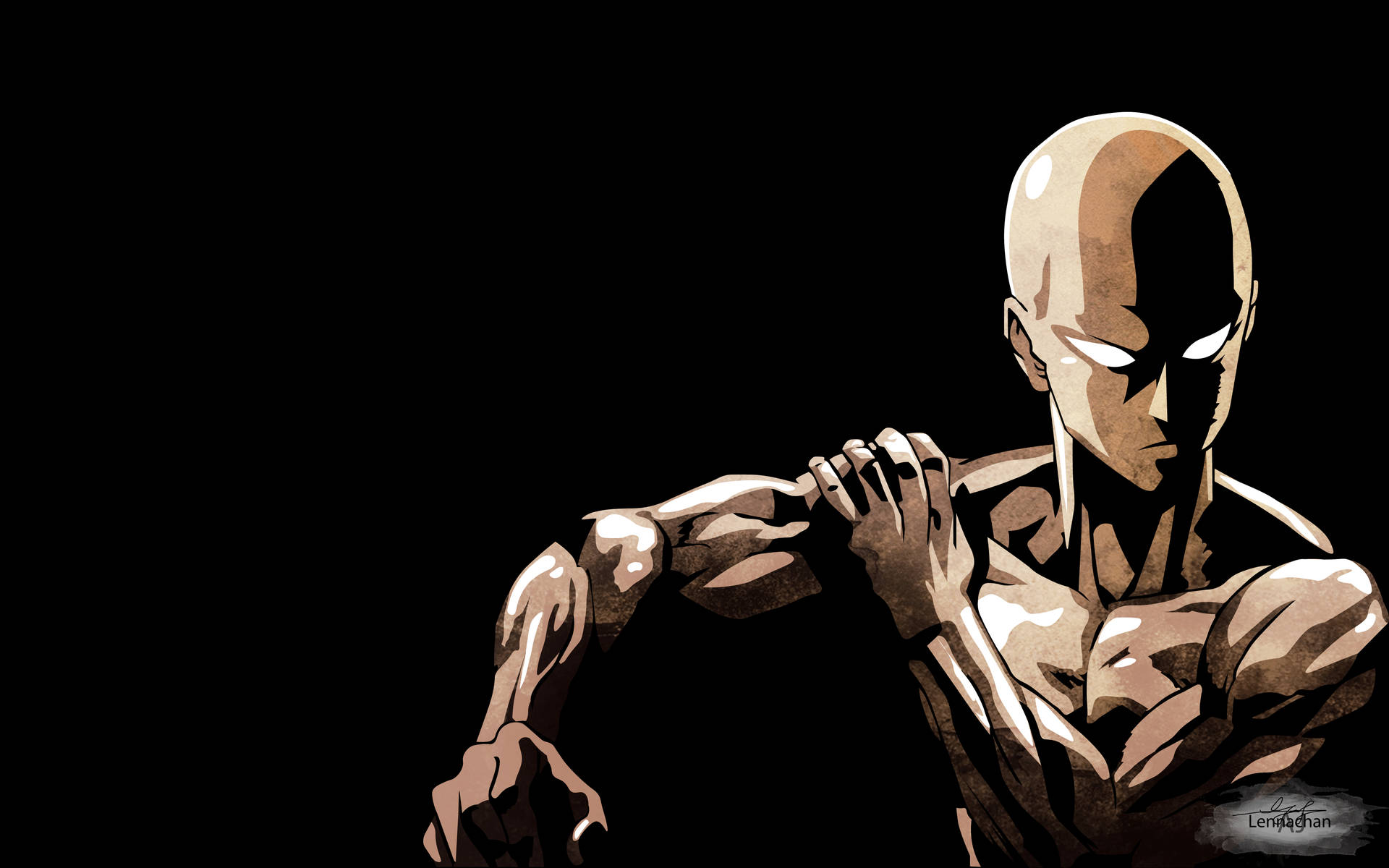 Saitama, the star of One Punch Man, takes a break from the action Wallpaper