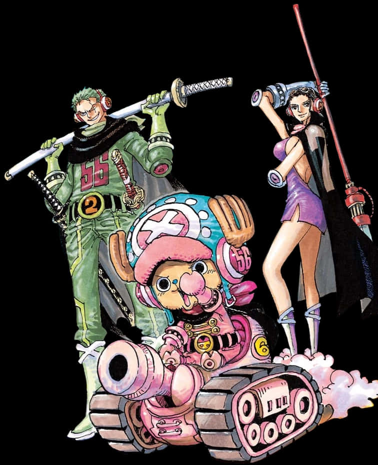 One Piece Characters Zoro Nico Robin Chopper PNG