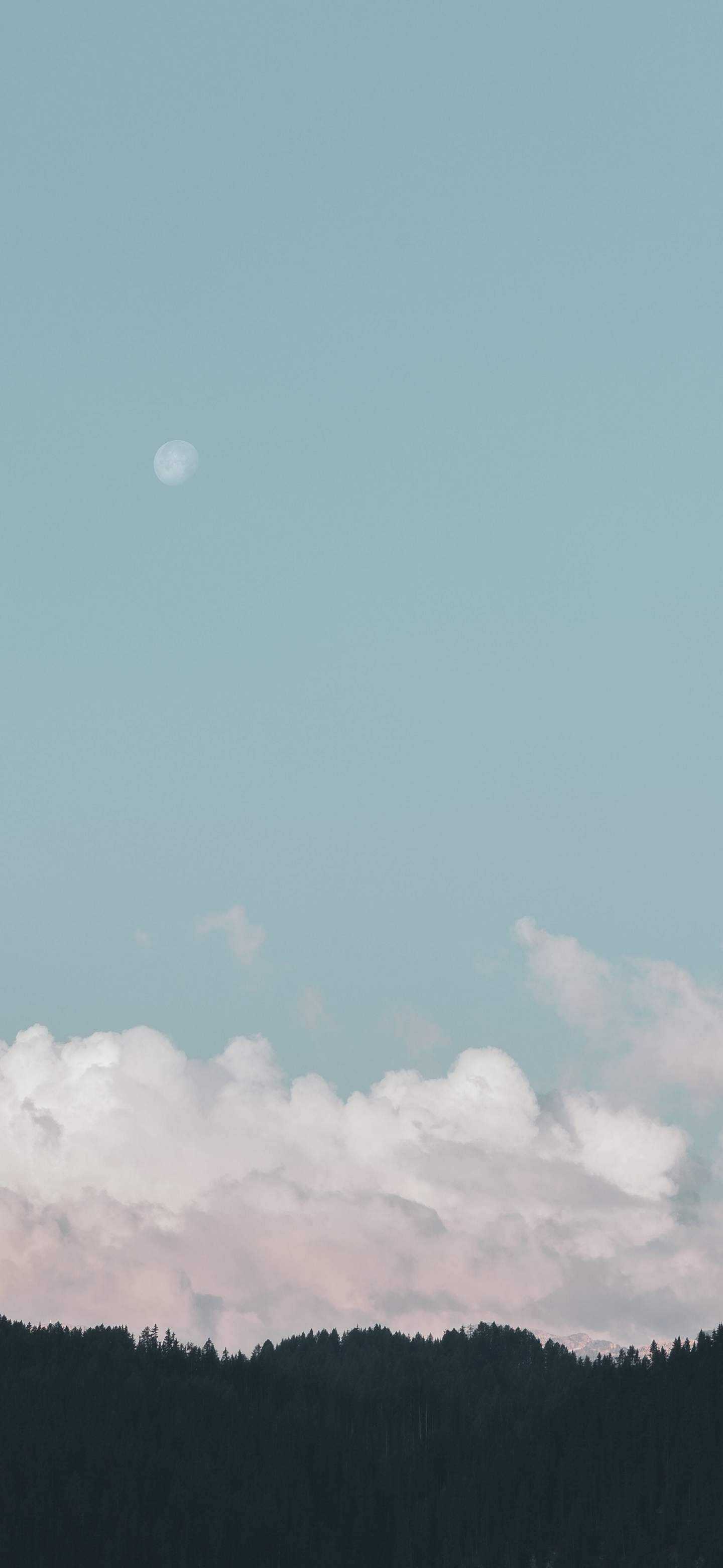 OnePlus 7 Pro Clouds And Moon Wallpaper