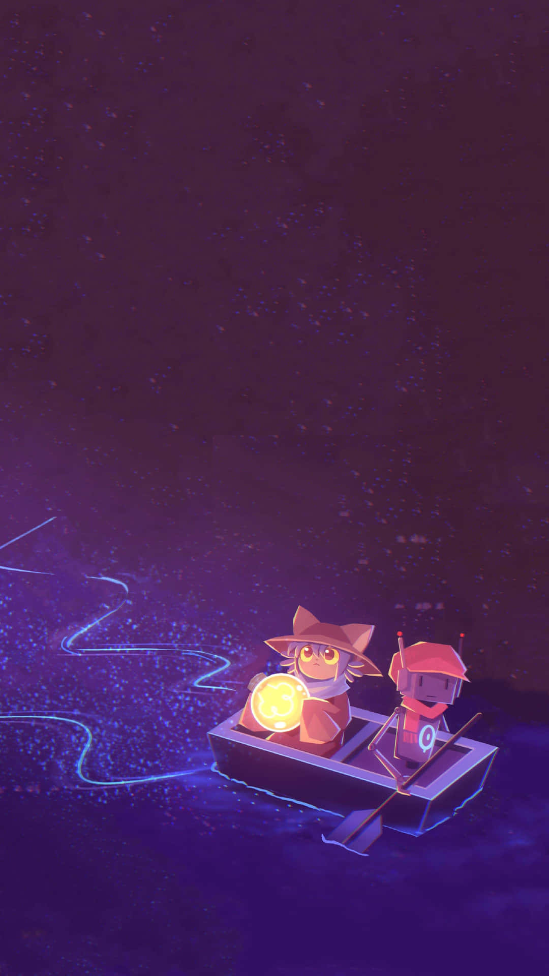 Oneshot Characters Boat Night Journey Wallpaper