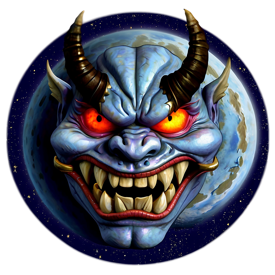 Oni Demon Under Moonlight Png 06122024 PNG