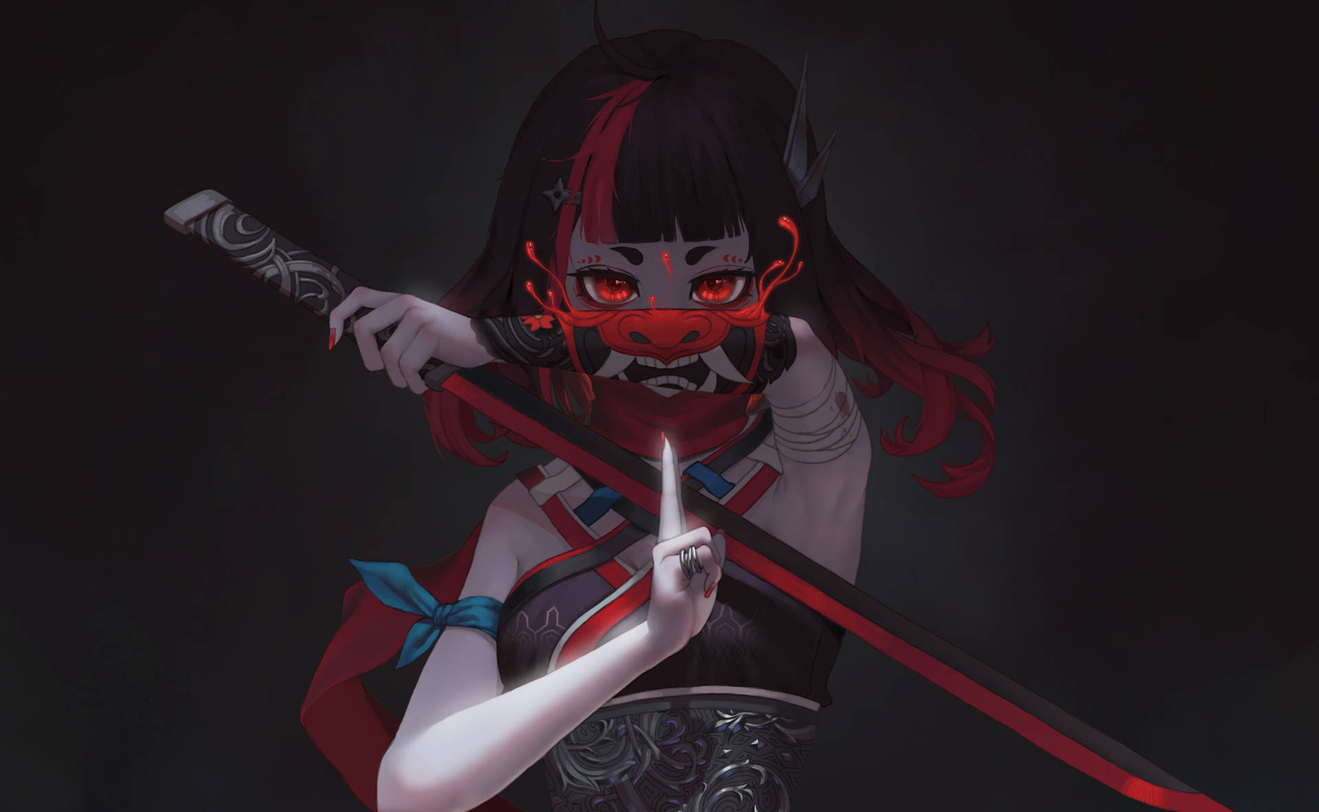 Oni Mask Ninja Girl Wallpaper