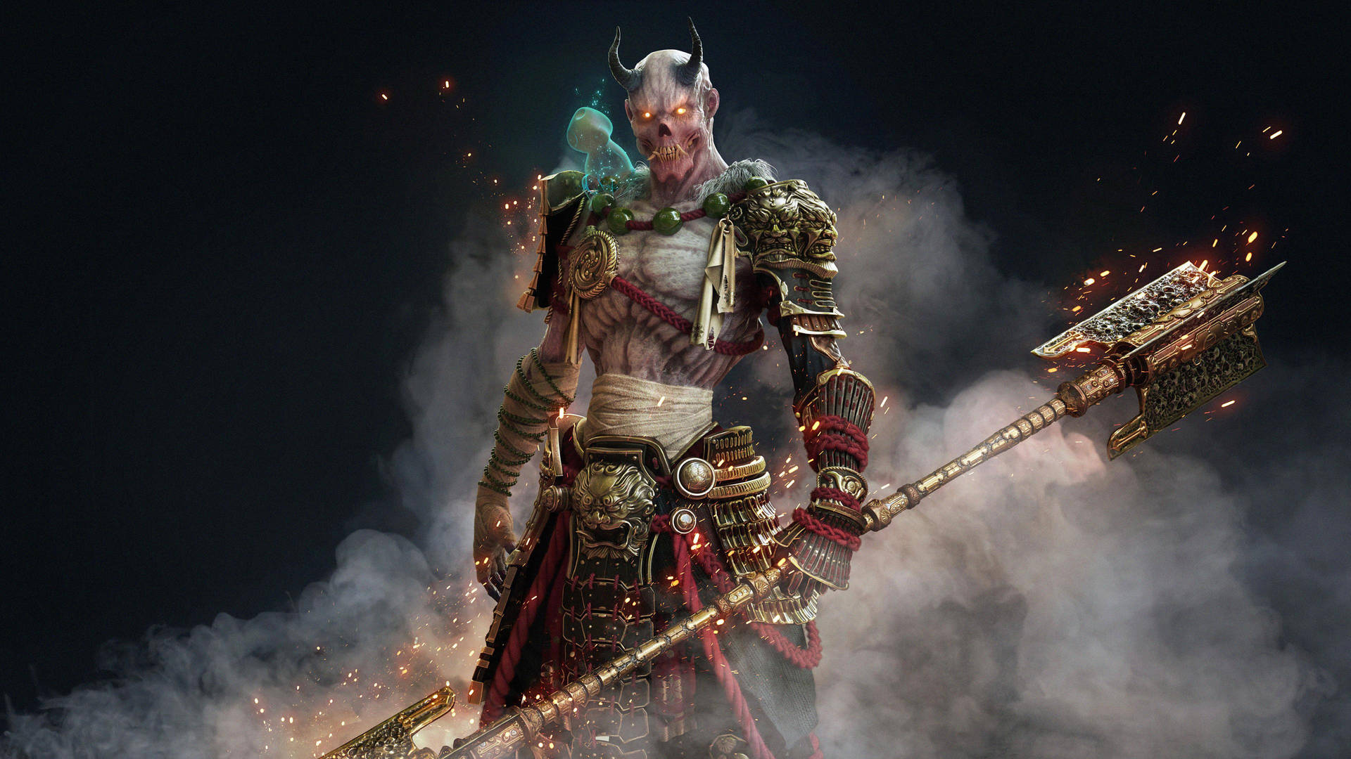 Oni Mask Skeleton Warrior Wallpaper