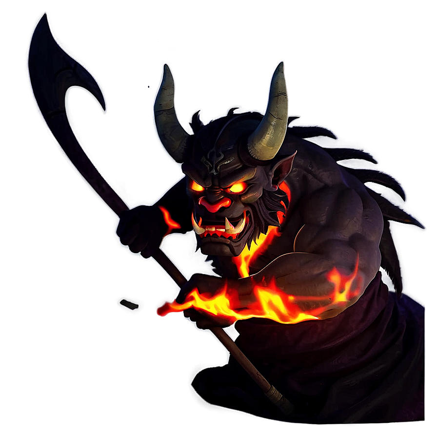Oni With Flames Background Png 06122024 PNG