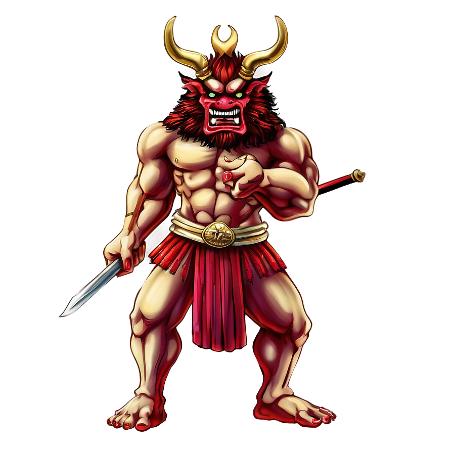 Oni With Japanese Castle Png Akk PNG