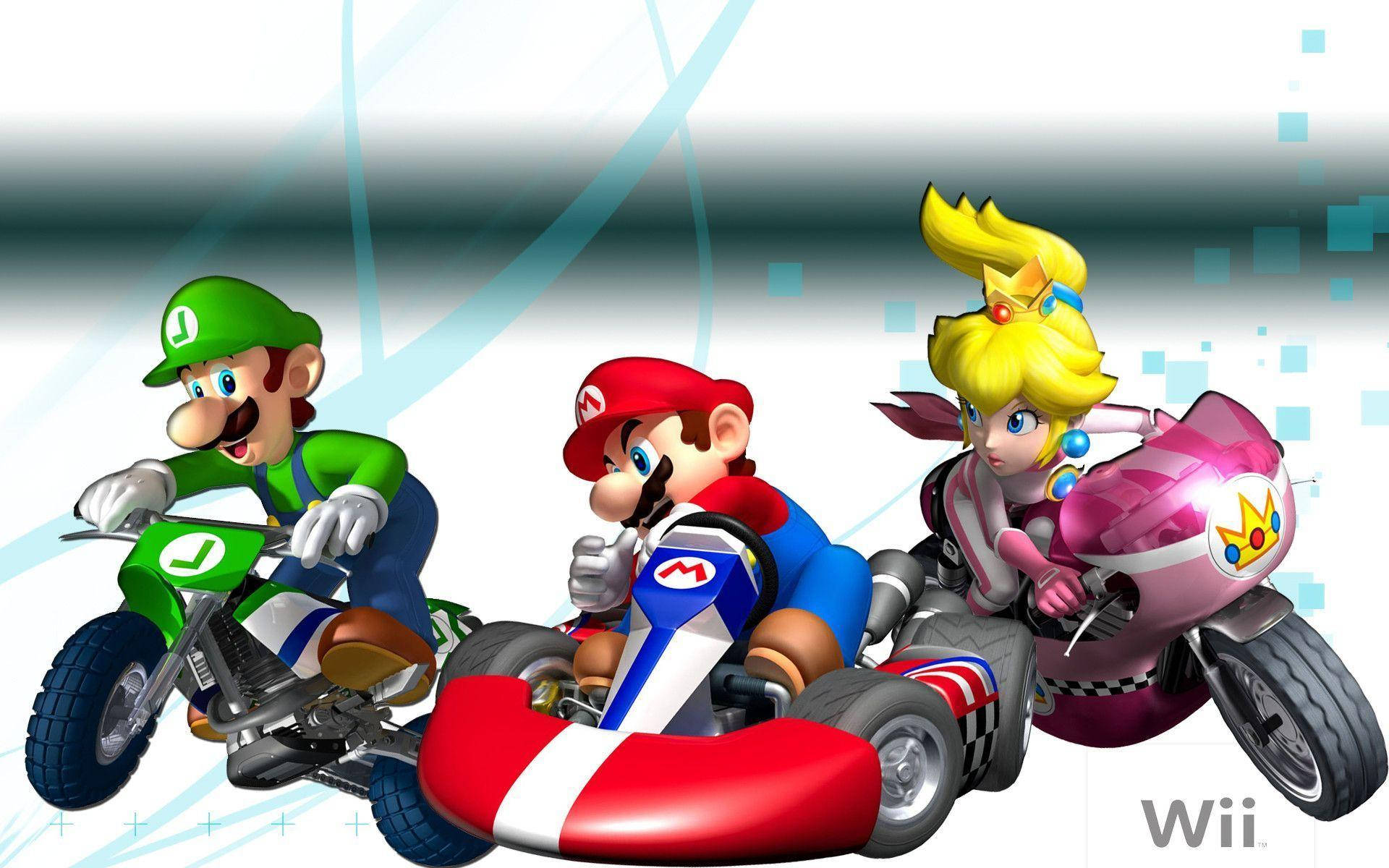 Online Game Mario Kart Wii Luigi And Peach Wallpaper