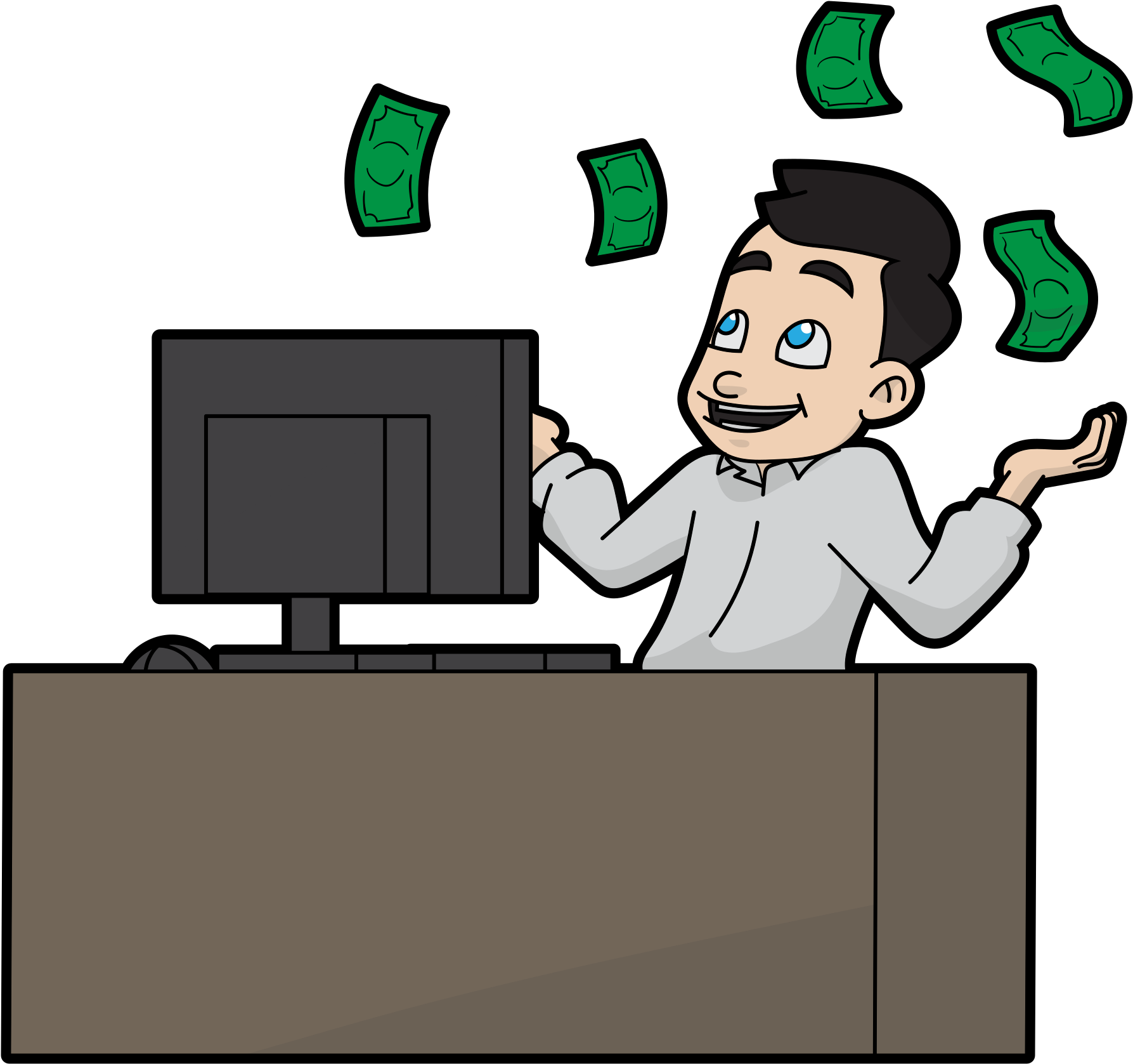 Online Income Success Cartoon PNG