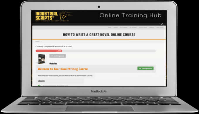 Online Novel Writing Course Screen PNG