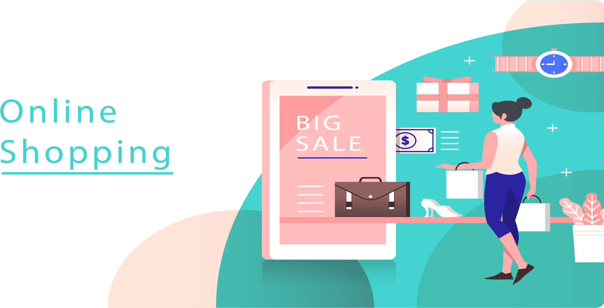 Online Shopping Big Sale Promotion PNG