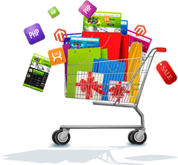 Online Shopping Cartwith Software Boxes PNG