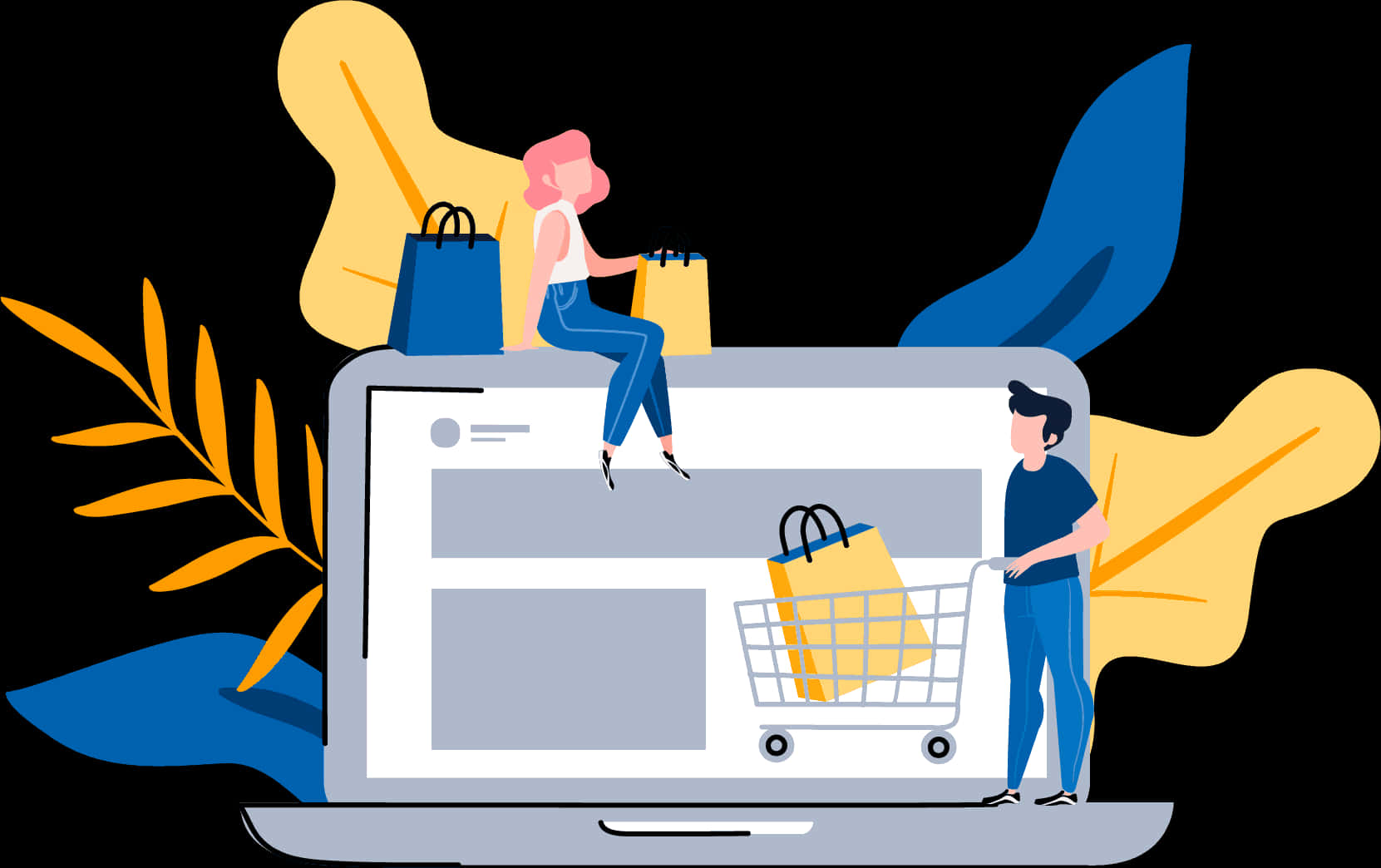 Online Shopping Experience Illustration PNG