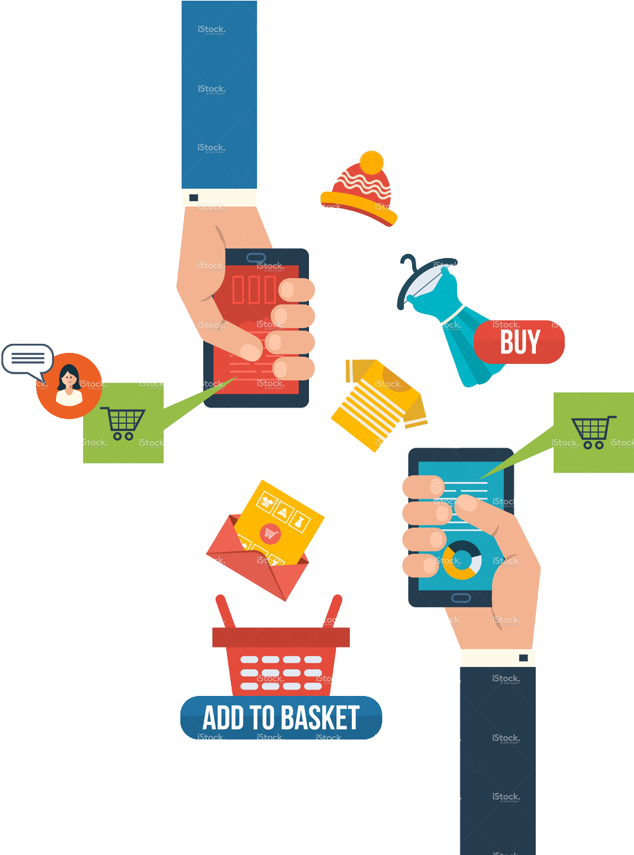 Online Shopping Process Illustration PNG