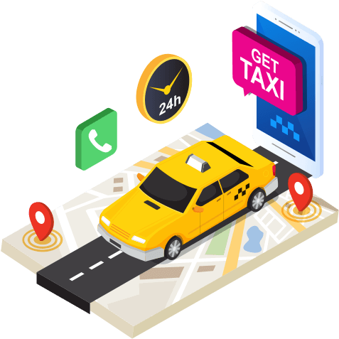 Online Taxi Booking Concept PNG