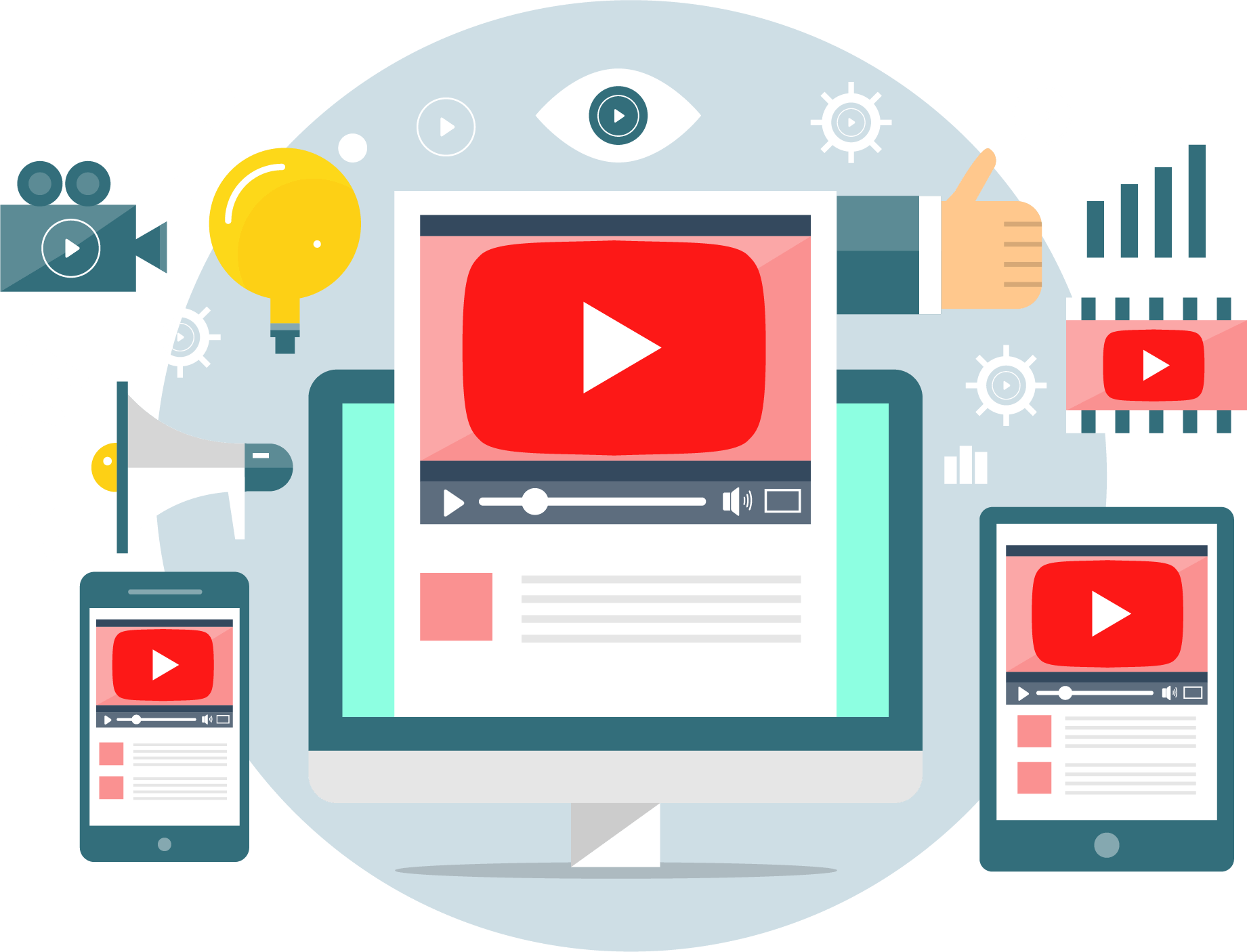 Online Video Content Marketing Concept PNG