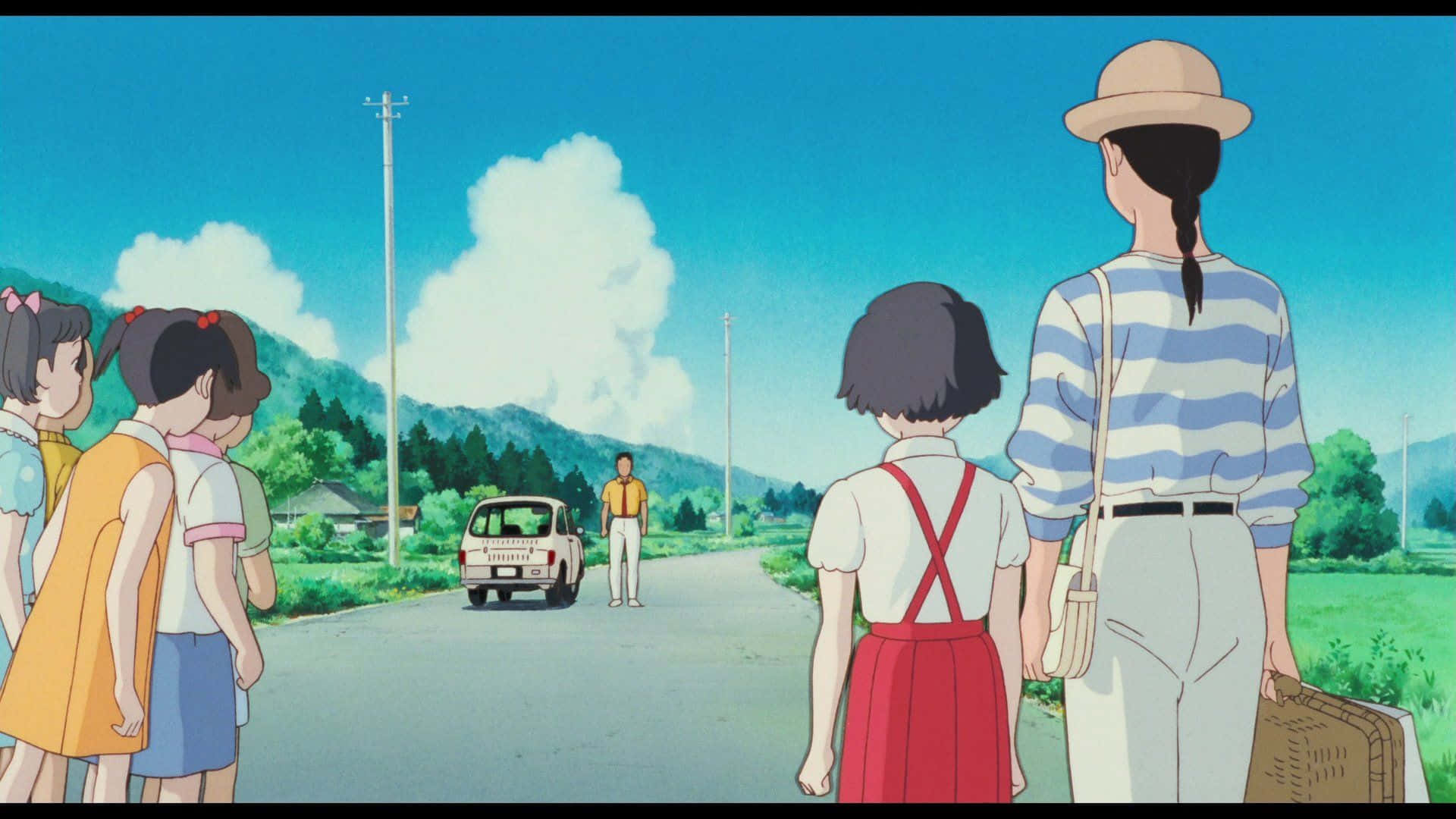 Taeko and Toshio Exploring the Countryside in Only Yesterday Wallpaper