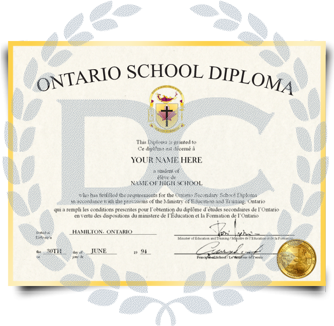 Ontario High School Diploma Template PNG