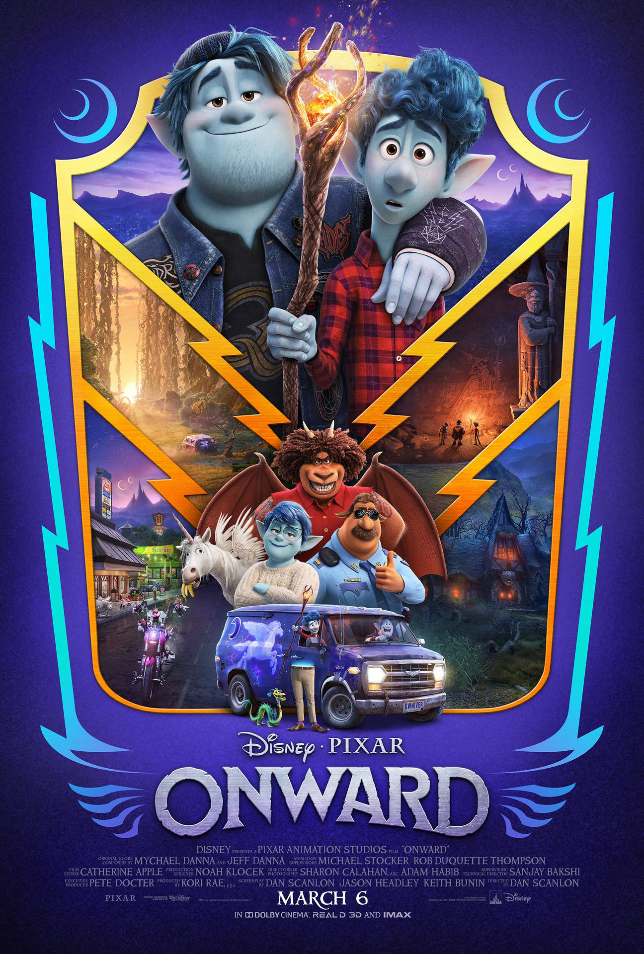Onward Movie Poster Main Characters Background