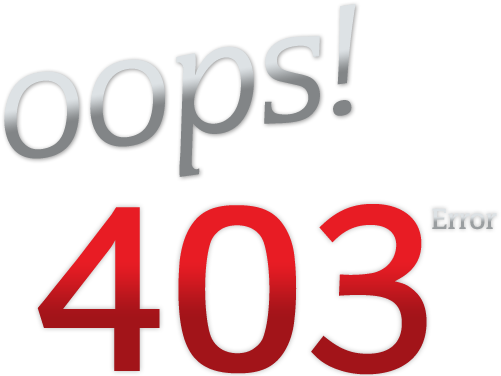 A web error screen showing oops 403 Error in red and silver text on black background