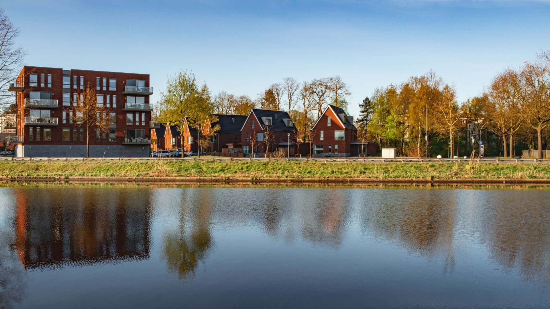 Oosterhout Waterfront Residential Area Wallpaper