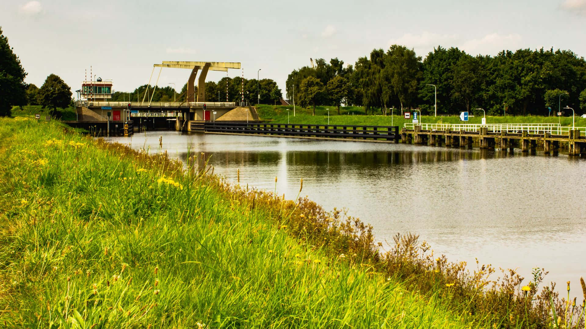 Oosterhout Waterway Bridge Landscape Wallpaper