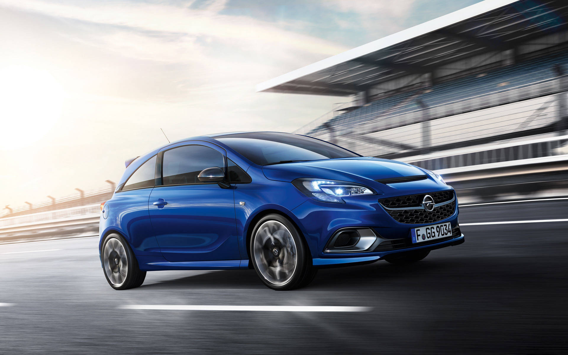 Opel Corsa Blue On Drive Wallpaper