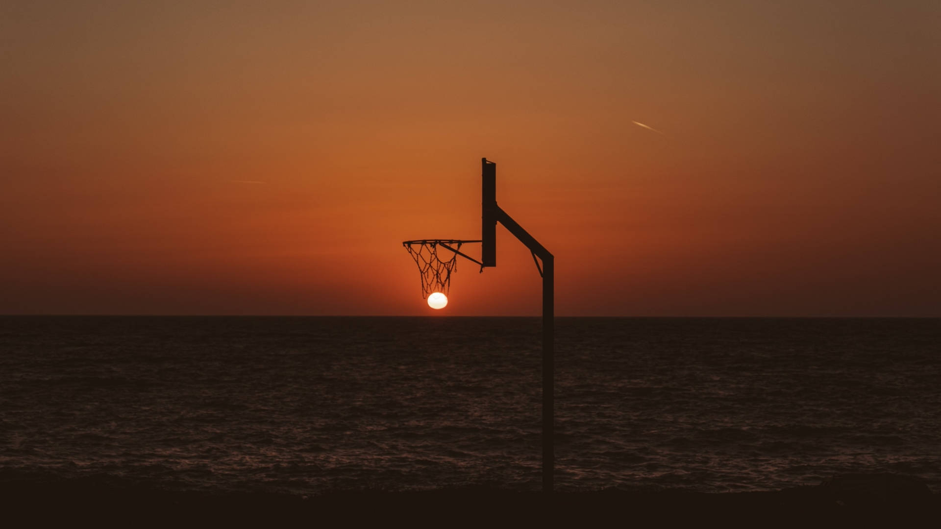 Open Area Basketball Court Sunset Wallpaper