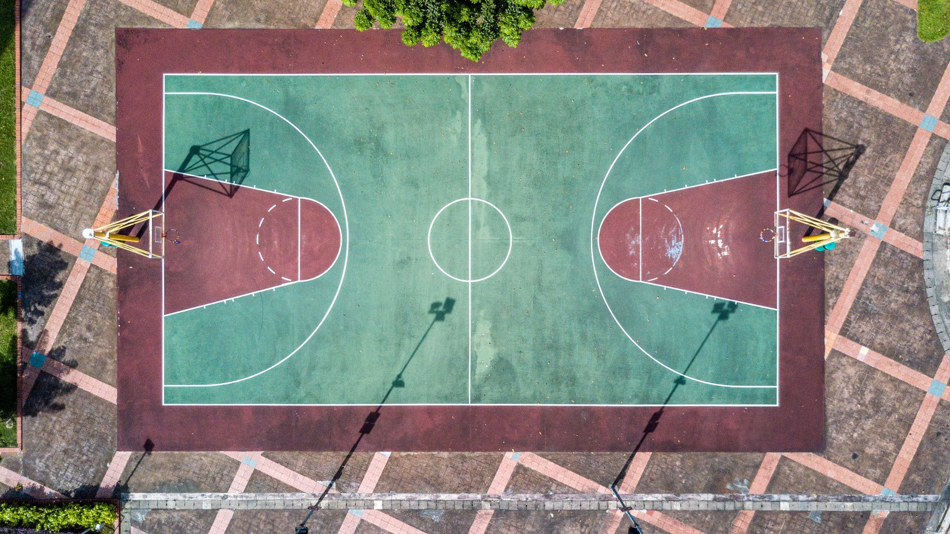 Open Basketball Court Aerial View Wallpaper