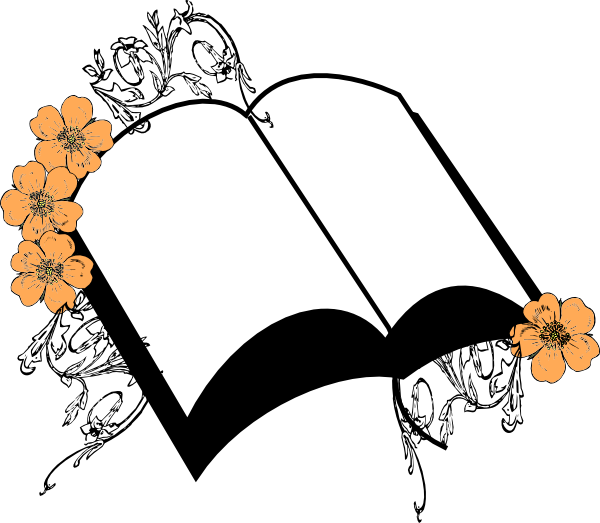 Open Biblewith Flowers Clipart PNG