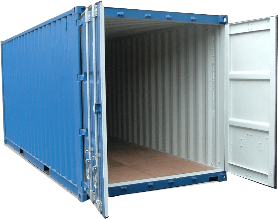 Open Blue Shipping Container PNG