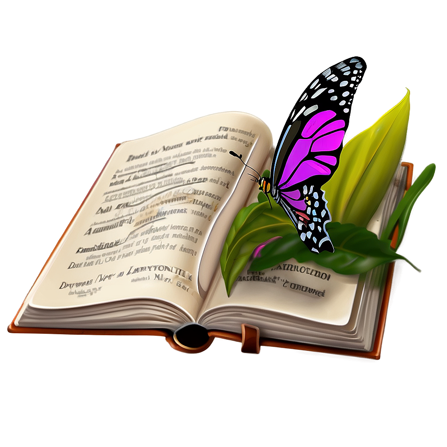 Download Open Book With Butterfly Png 3 | Wallpapers.com