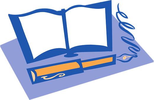 Open Bookand Quill Illustration PNG