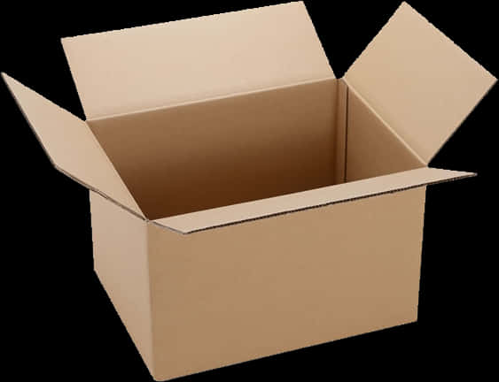 Open Cardboard Box Black Background PNG