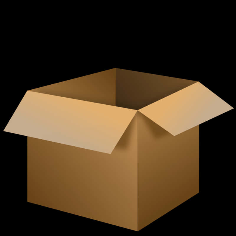 Open Cardboard Boxon Black Background PNG