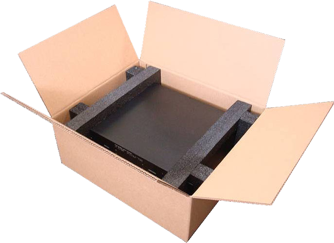 Open Cardboard Boxwith Foam Padding PNG
