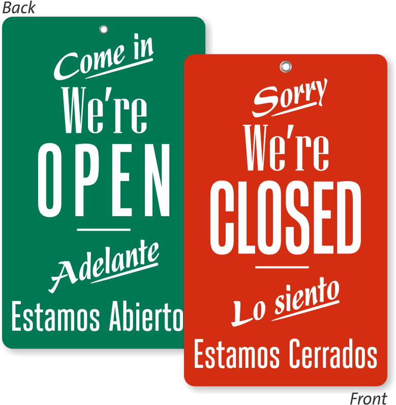 Open Closed Sign Bilingual PNG