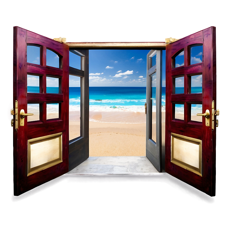 Open Door With Ocean View Png Gnp PNG