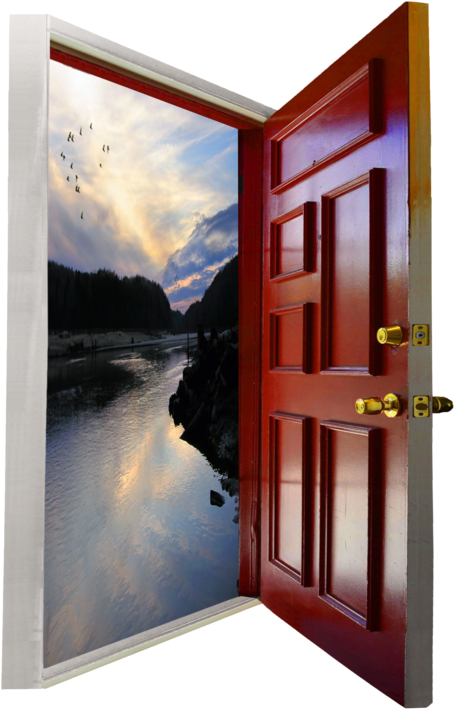 Open Doorto Sunset Lake View PNG