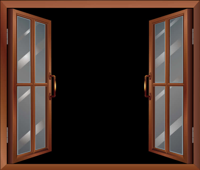 Open French Doors Night View PNG