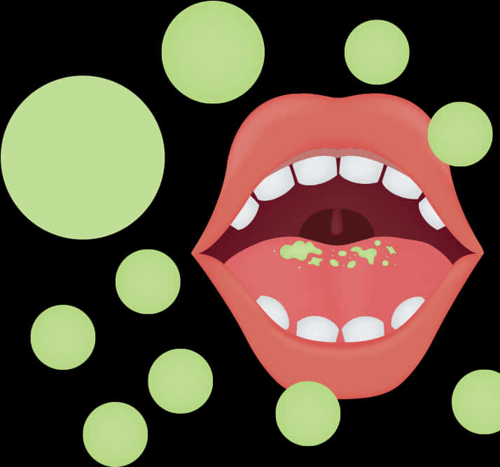 Open Mouthwith Green Bubbles SVG