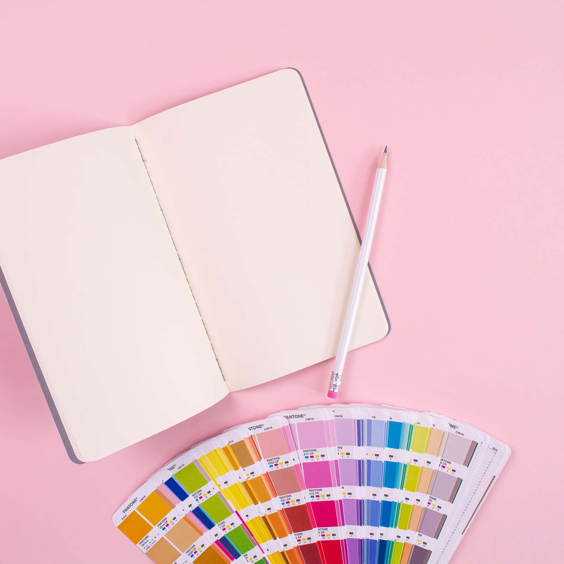 Open Notebook Creative Planning Pink Background