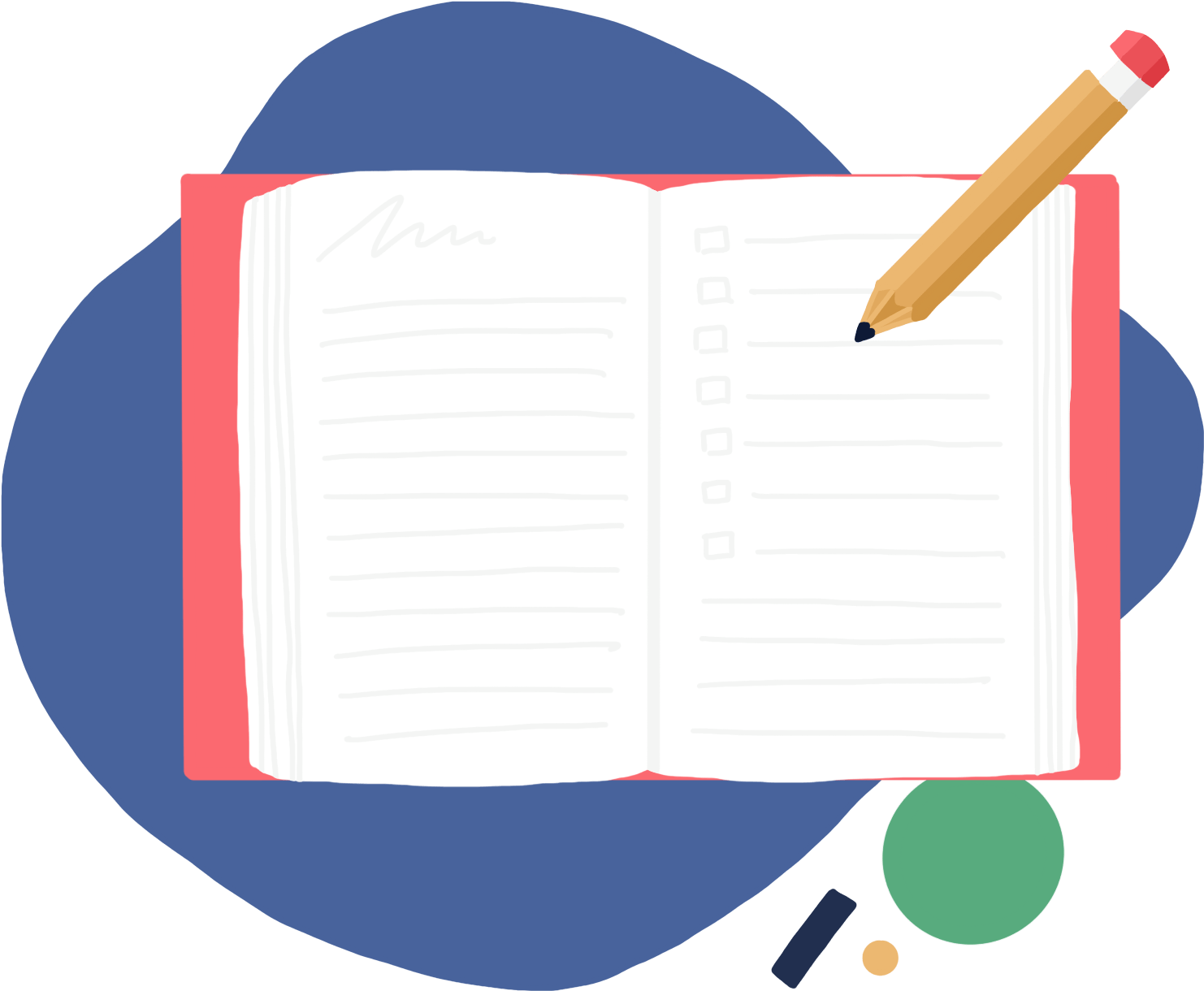 Open Notebookand Pencil PNG